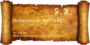 Hofmeister Máté névjegykártya