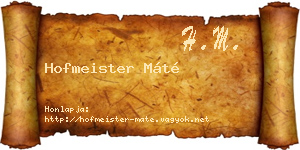 Hofmeister Máté névjegykártya